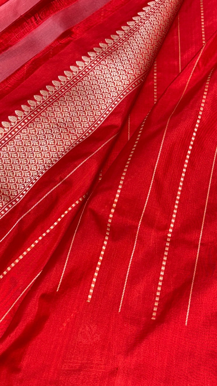 Red Banarasi Katan Silk Handwoven Saree