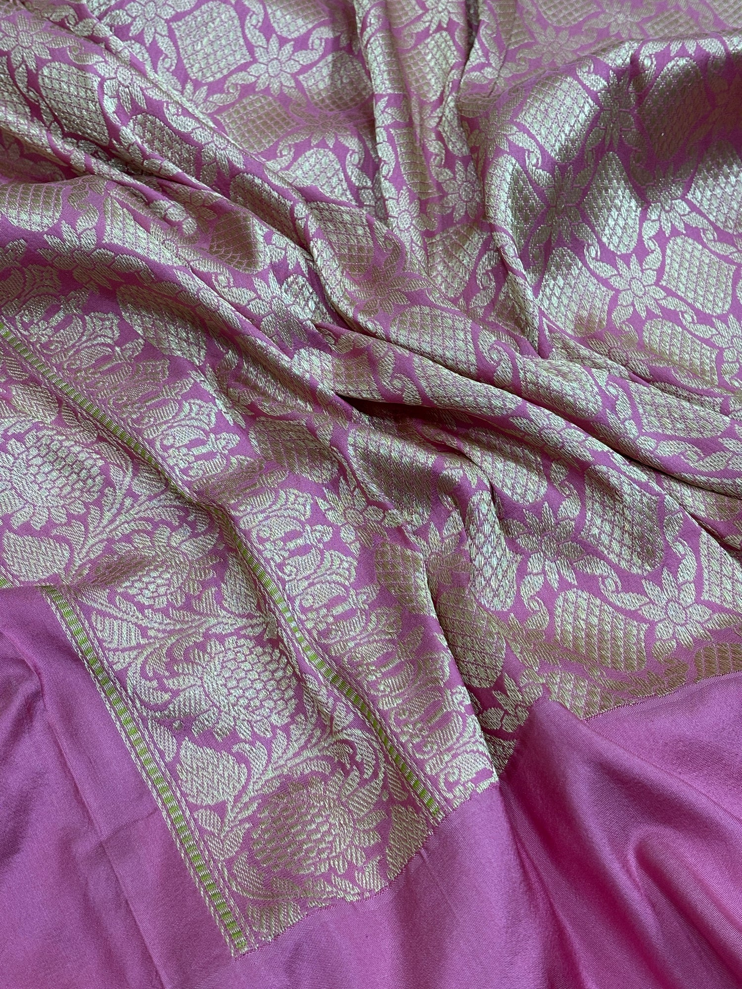 Pink Pure Banarasi Rangkaat Silk Handloom Saree