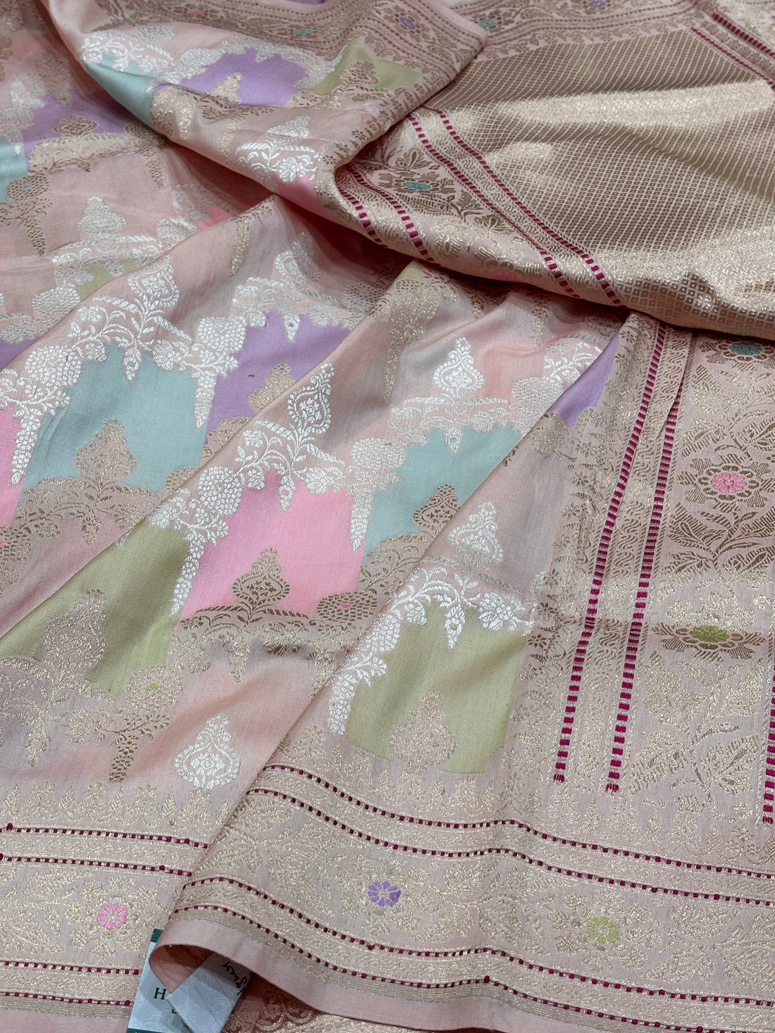 Pink Pure Banarasi Rangkaat Silk Handloom Saree