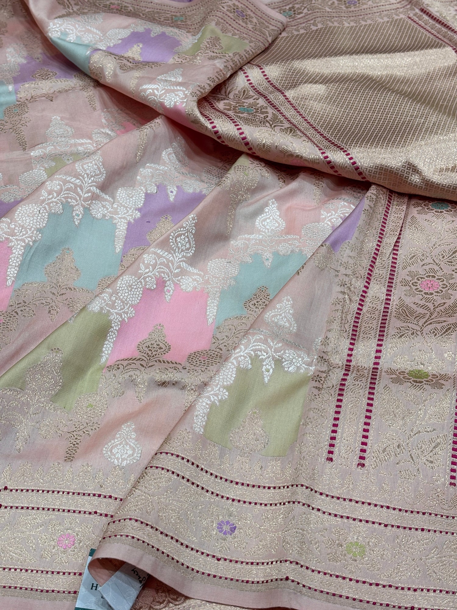 Pink Pure Banarasi Rangkaat Silk Handloom Saree