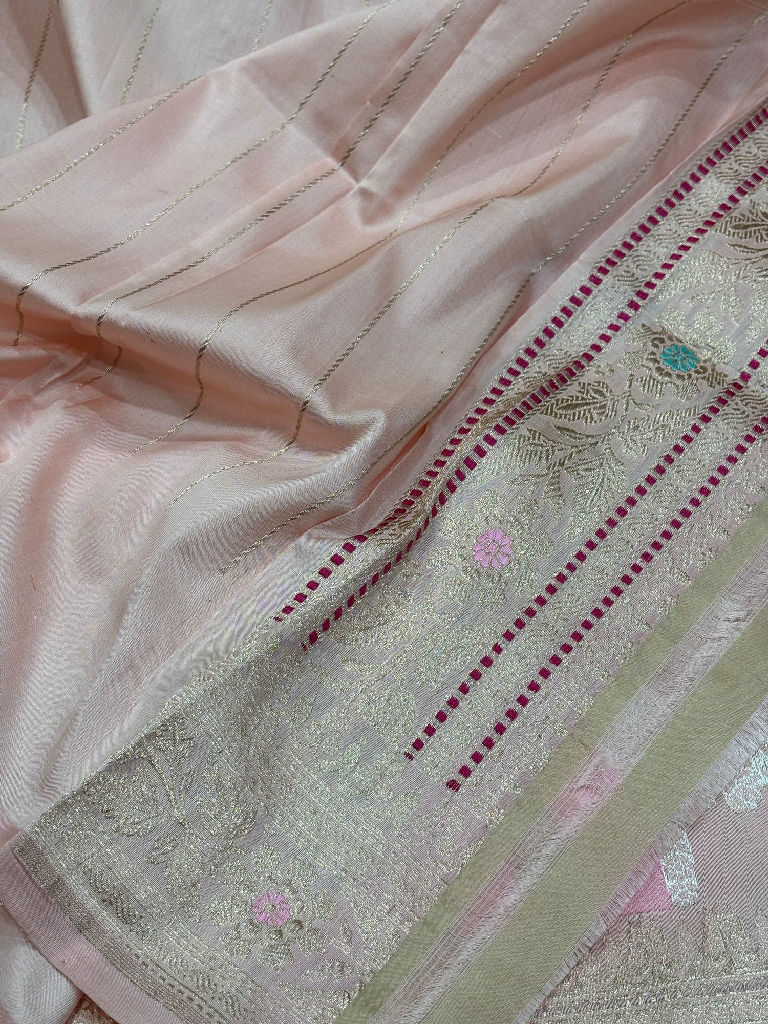 Pink Pure Banarasi Rangkaat Silk Handloom Saree