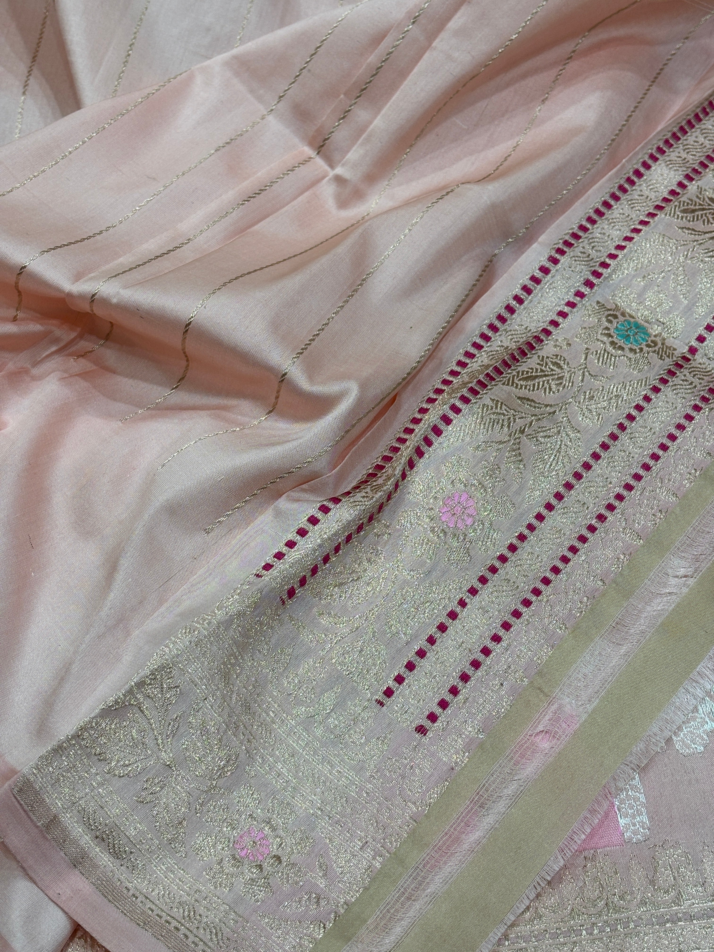 Pink Pure Banarasi Rangkaat Silk Handloom Saree