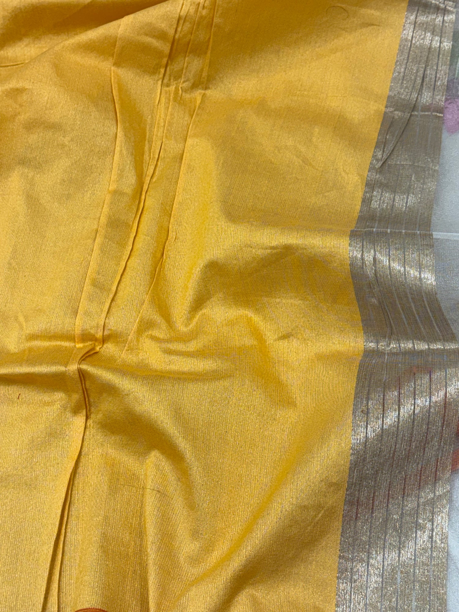 Ivory White Pure Tissue Banarasi Saree with Multicolor Jamdani Boota