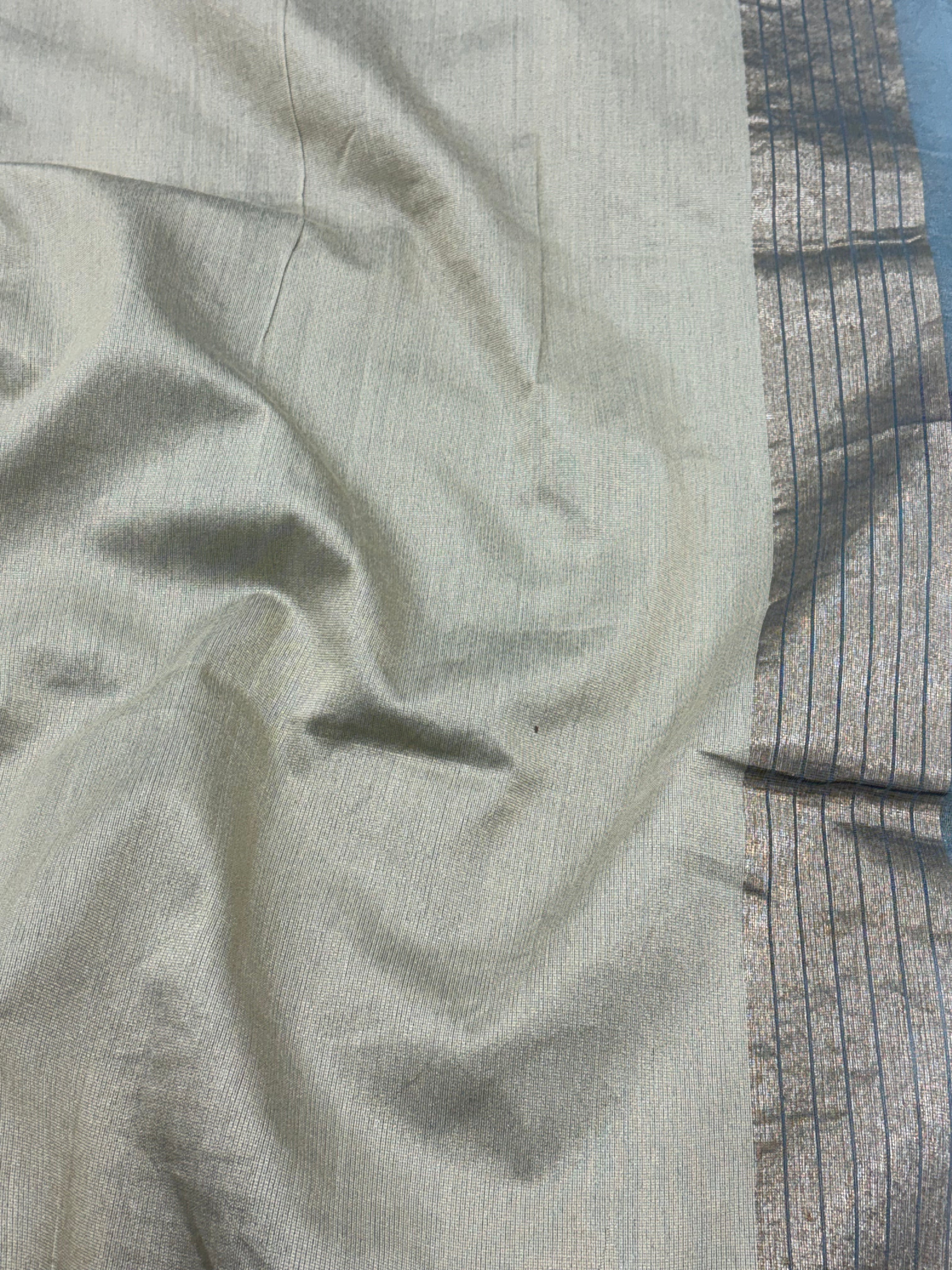 Teal Blue Pure Tissue Silk Banarasi Saree with Jamdani Minakari Boota