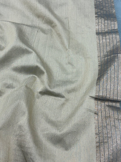 Teal Blue Pure Tissue Silk Banarasi Saree with Jamdani Minakari Boota