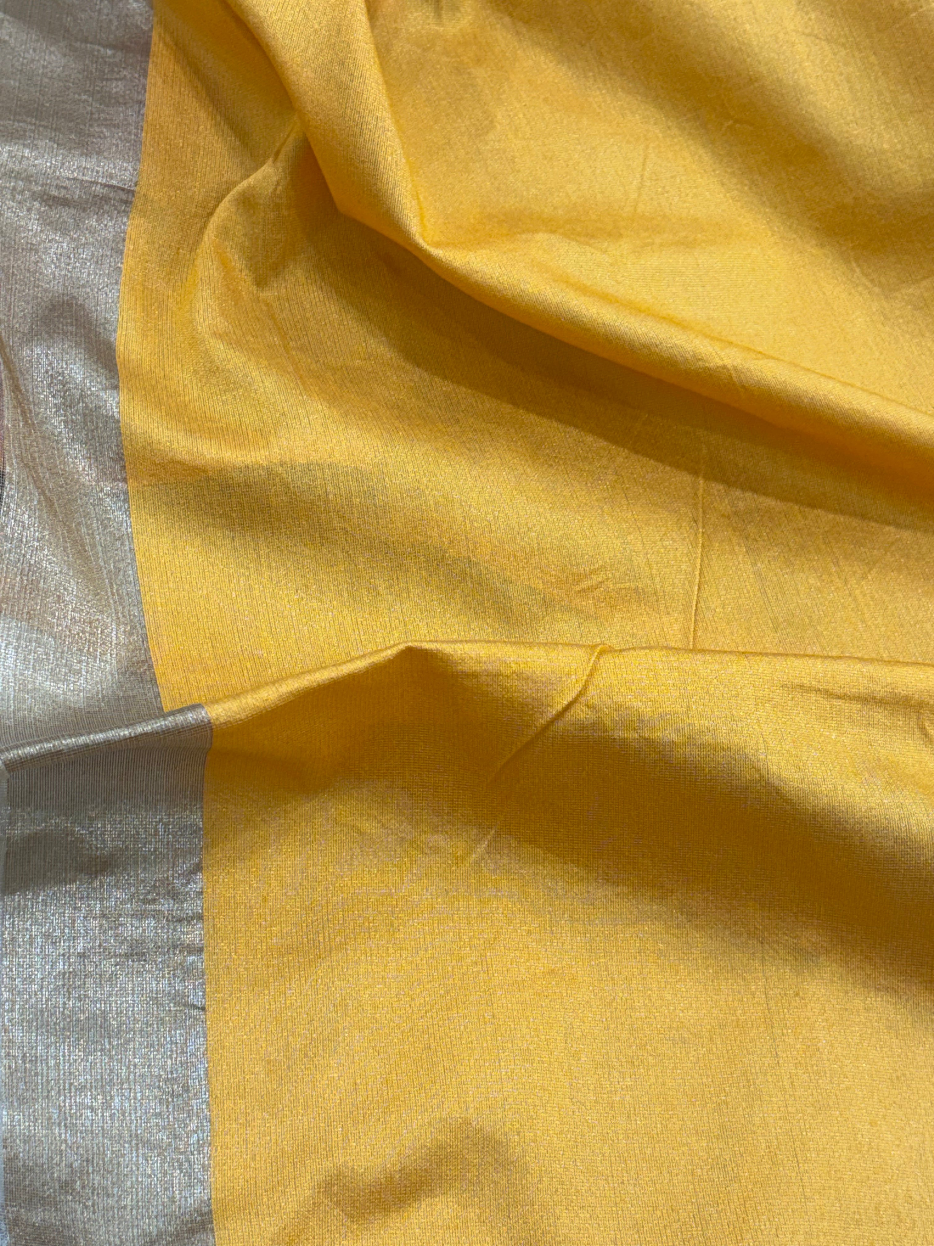 Golden Pure Tissue Banarasi Saree with Multicolor Jamdani Boota