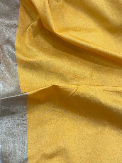 Golden Pure Tissue Banarasi Saree with Multicolor Jamdani Boota