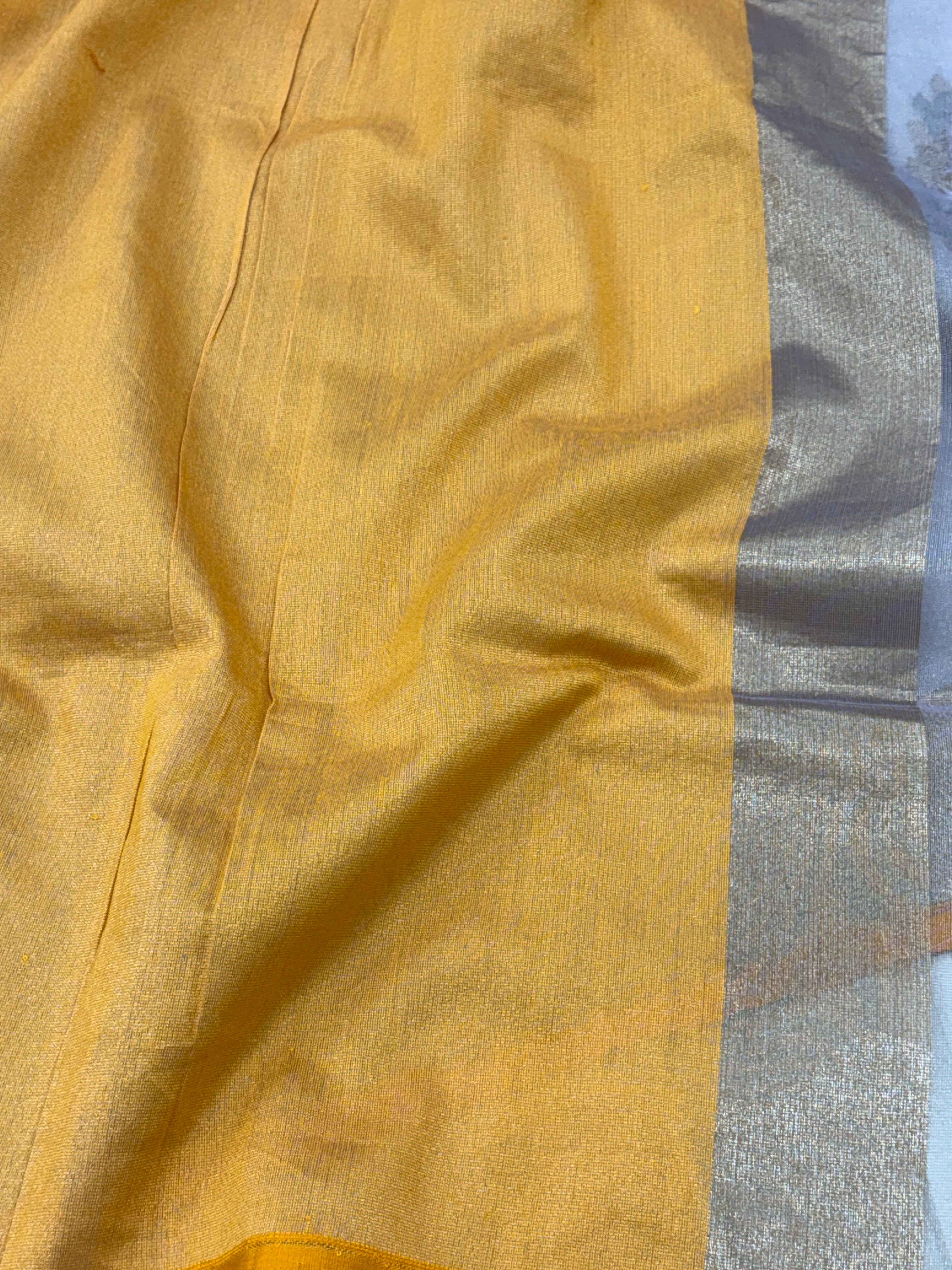 Grey Pure Tissue Banarasi Saree with Meenakari Jamdani Boota