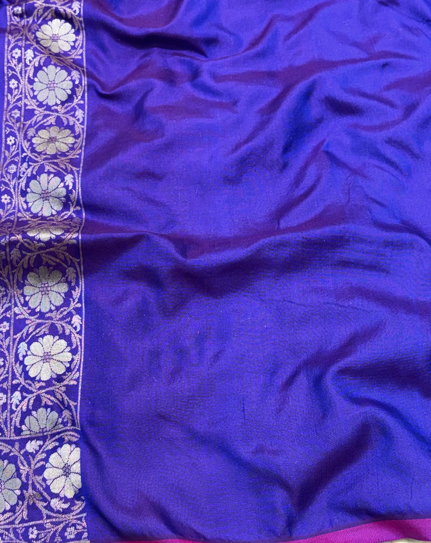 Purple Pure Katan Silk Ektara Jamdani Banarasi Saree with Rupa Sona and Meenakari Work