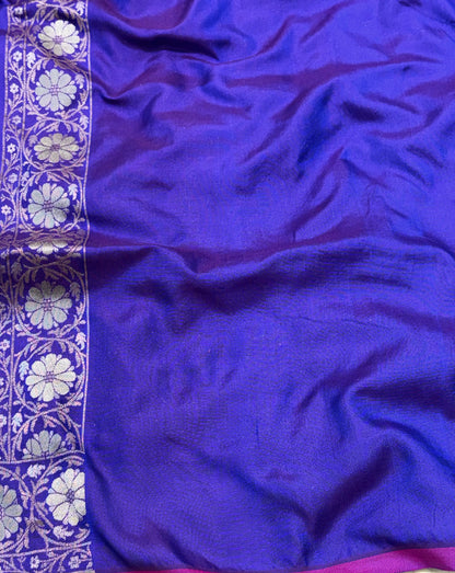 Purple Pure Katan Silk Ektara Jamdani Banarasi Saree with Rupa Sona and Meenakari Work