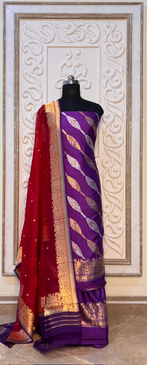 Lavender Banarasi Raw Mango Silk Suit