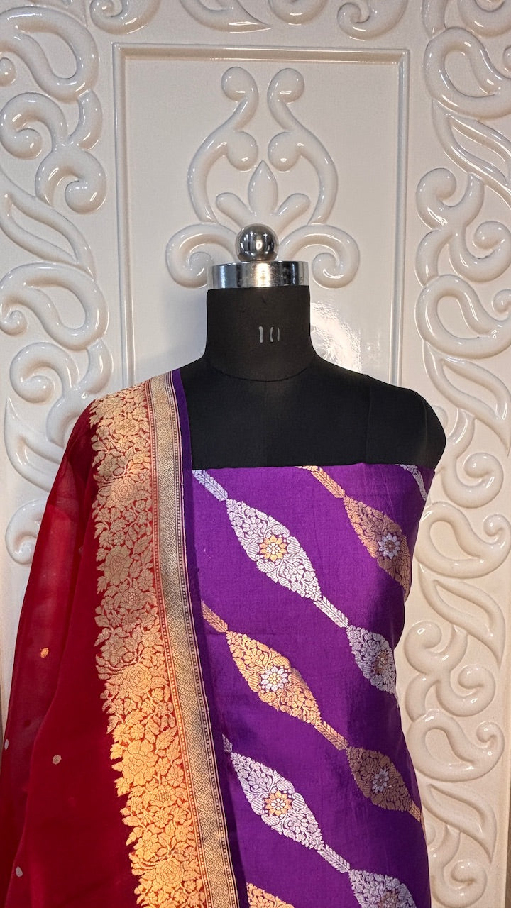 Lavender Banarasi Raw Mango Silk Suit