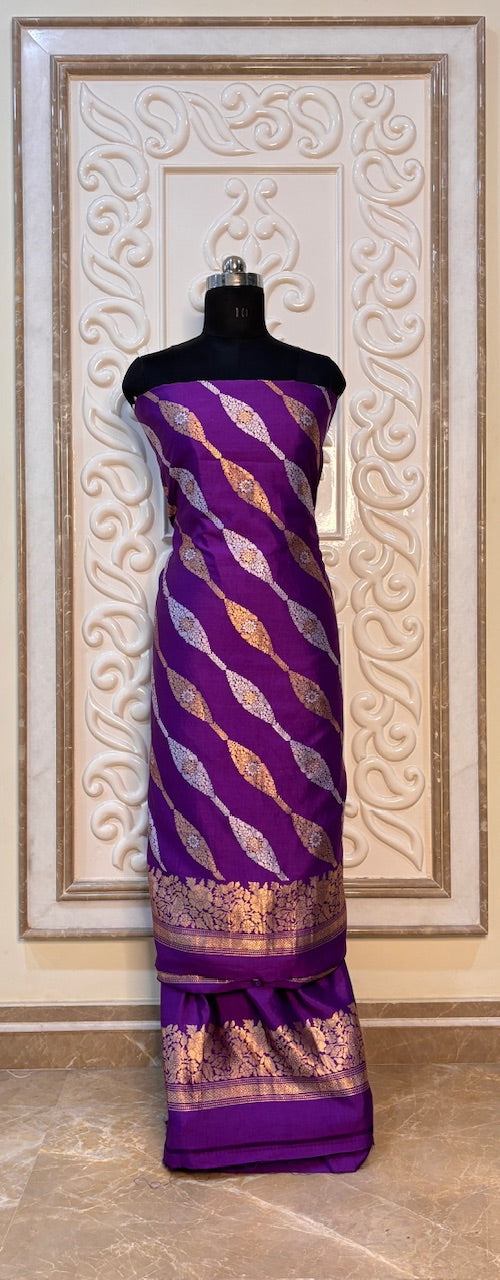 Lavender Banarasi Raw Mango Silk Suit