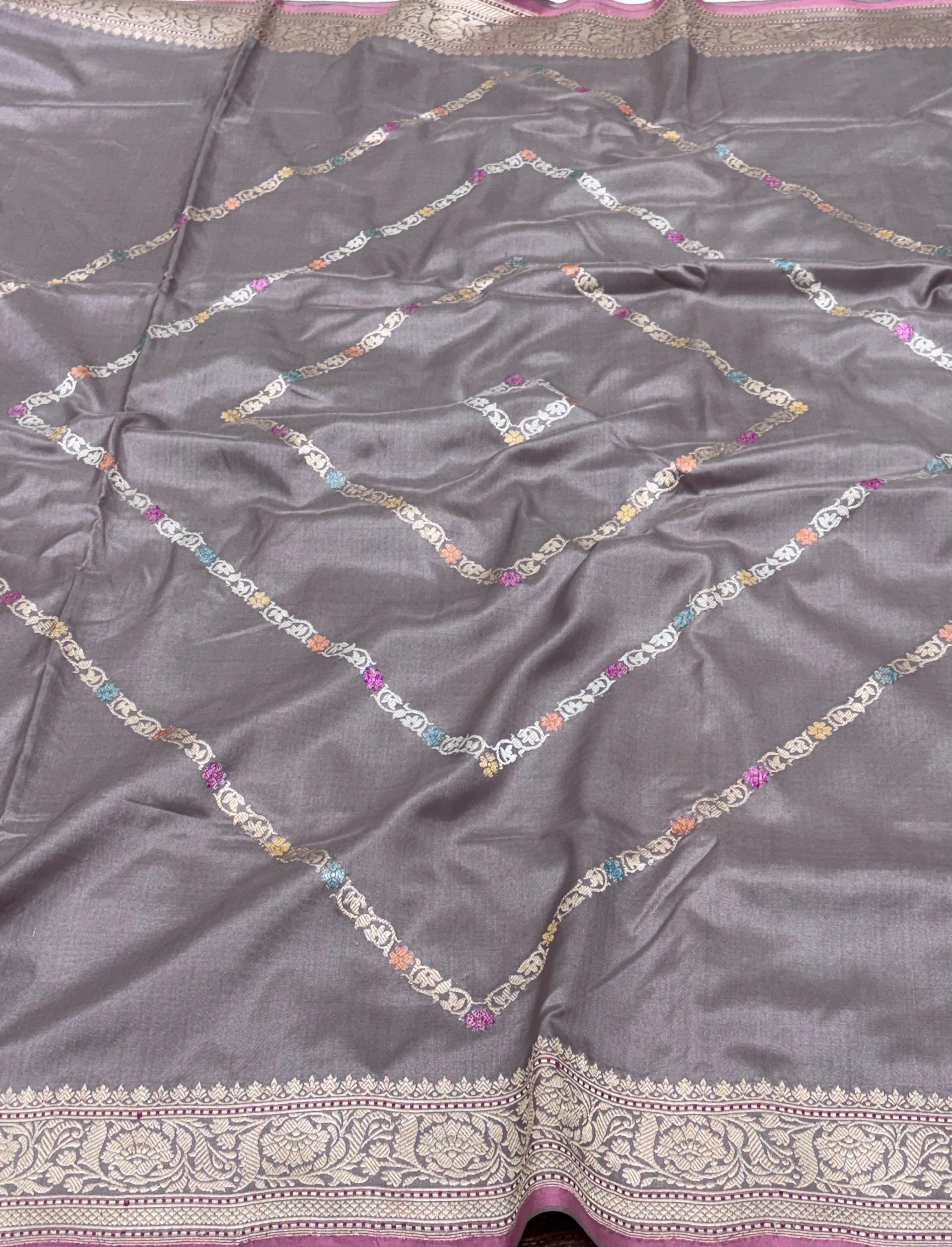 Modern Pure Katan Silk Designer Banarasi Saree with Kadhwa Boota Pallu