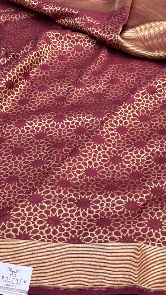 Wine Color Banarasi Katan Brocade Silk Saree