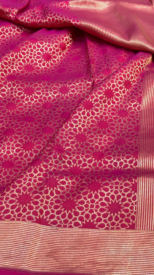 Deep Pink Banarasi Katan Brocade Silk Saree