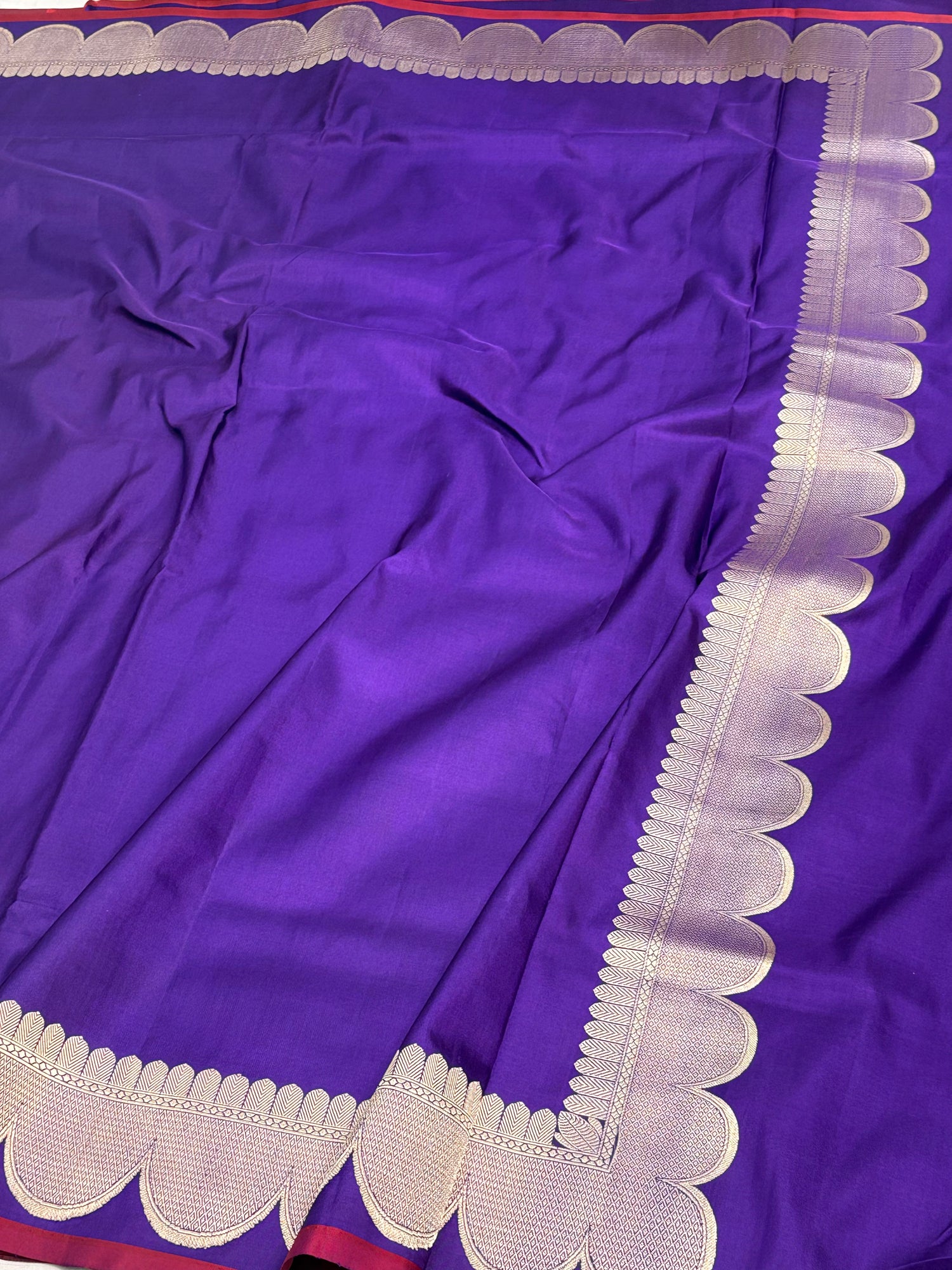 Purple Pure Satin Silk Handwoven Banarasi Saree
