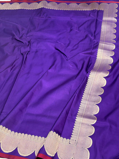 Purple Pure Satin Silk Handwoven Banarasi Saree