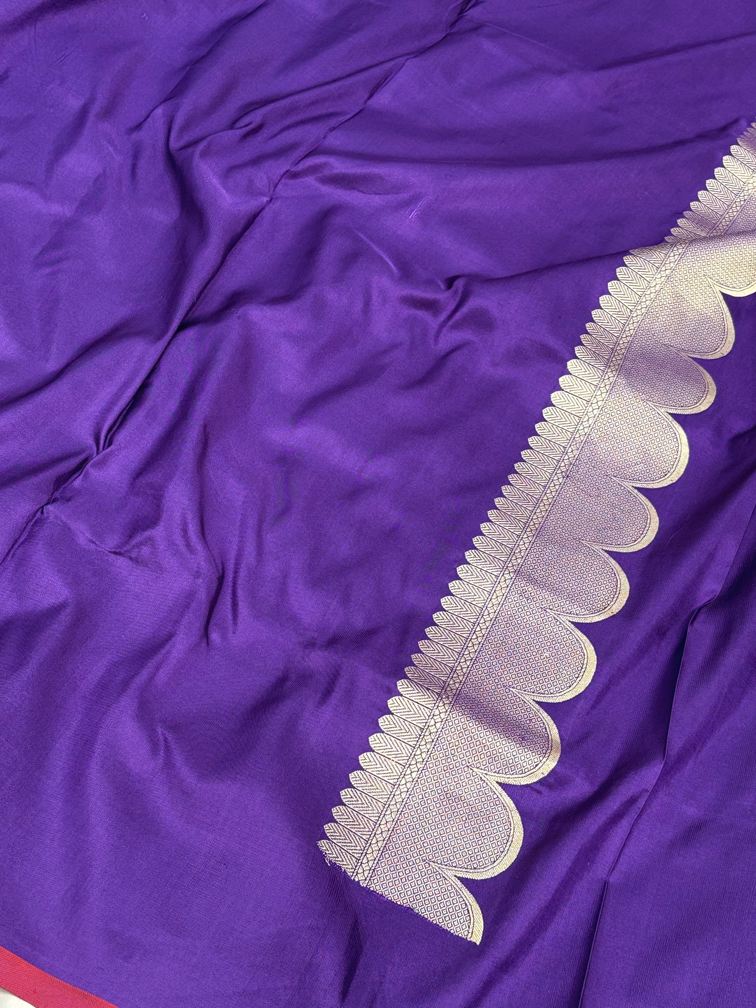 Purple Pure Satin Silk Handwoven Banarasi Saree