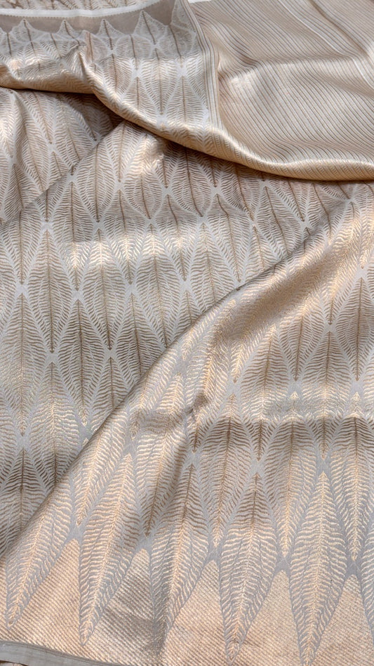 Light Ivory Banarasi Brocade Silk Saree