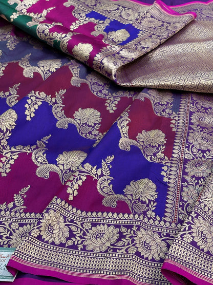 Pure Katan Silk Handwoven Rangkat Banarasi Saree