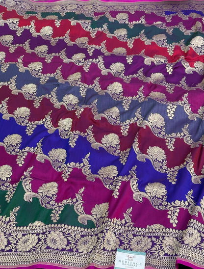 Pure Katan Silk Handwoven Rangkat Banarasi Saree