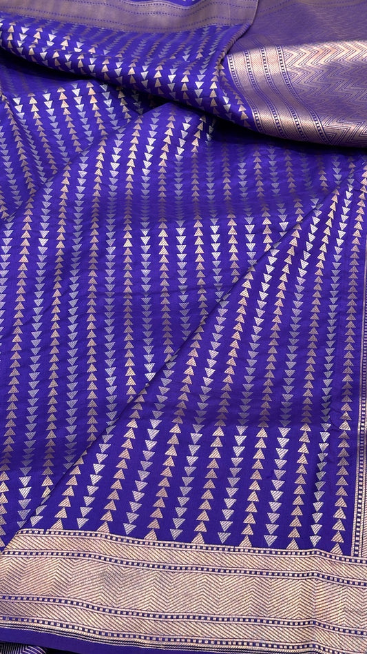 Violet-Blue Banarasi  Brocade Silk Saree