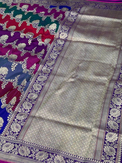 Pure Katan Silk Handwoven Rangkat Banarasi Saree