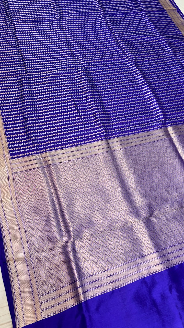 Violet-Blue Banarasi  Brocade Silk Saree