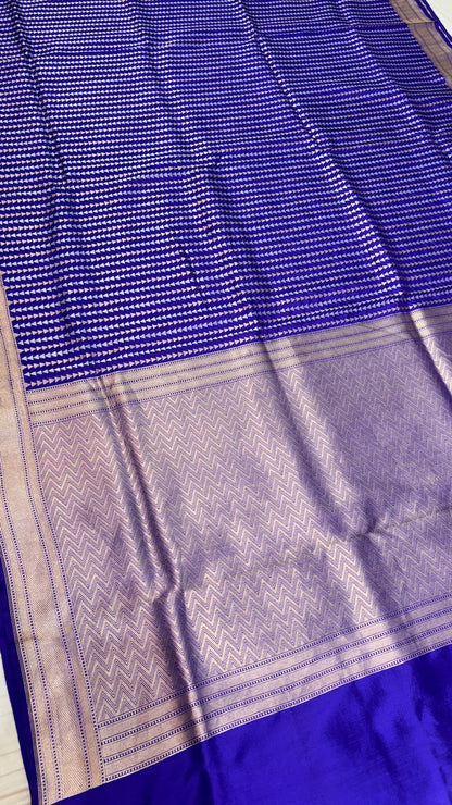 Violet-Blue Banarasi  Brocade Silk Saree