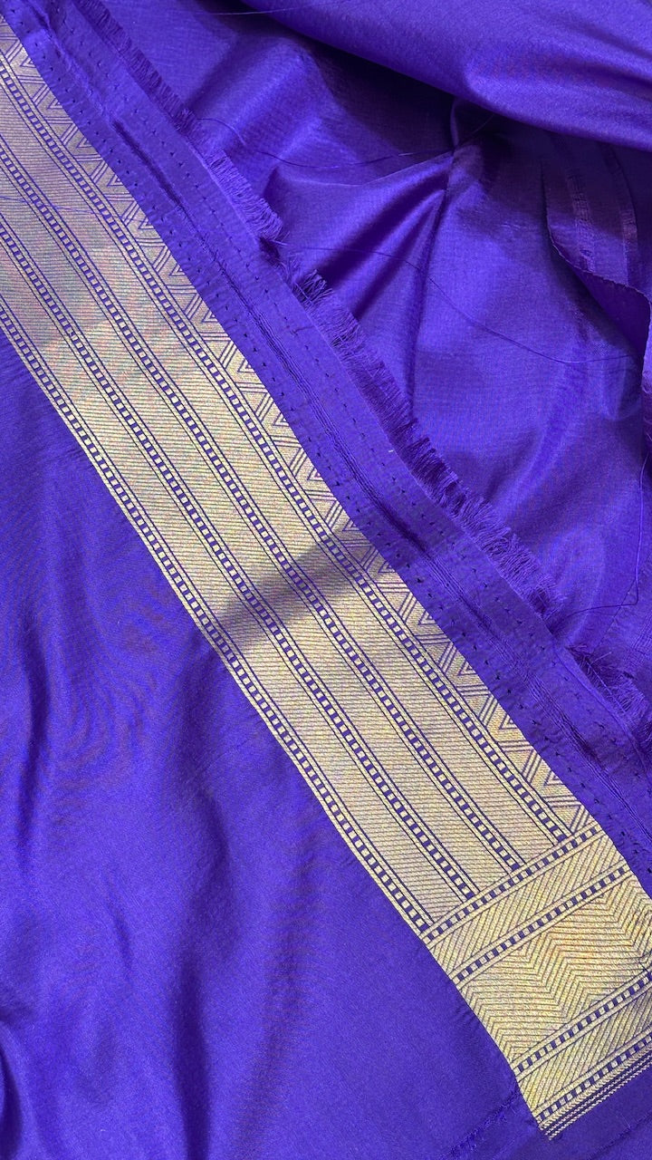 Violet-Blue Banarasi  Brocade Silk Saree