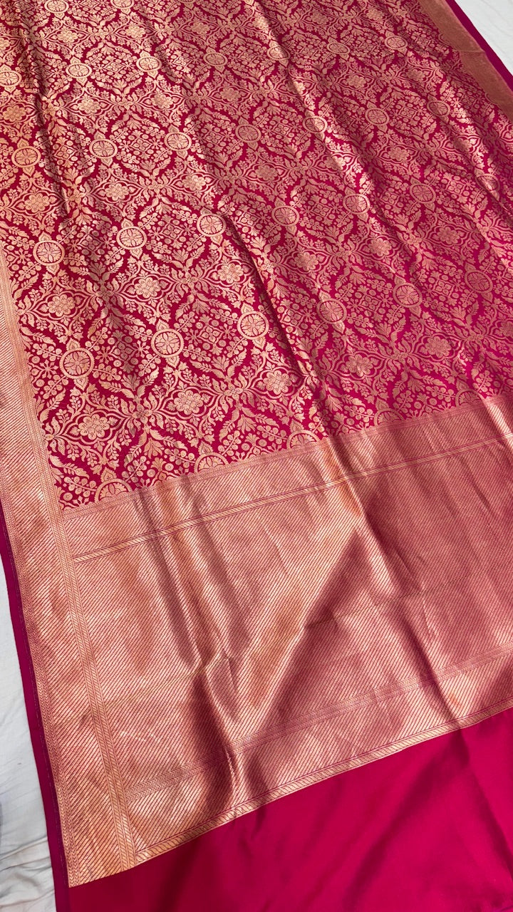 Magenta Banarasi Katan Brocade Silk Saree