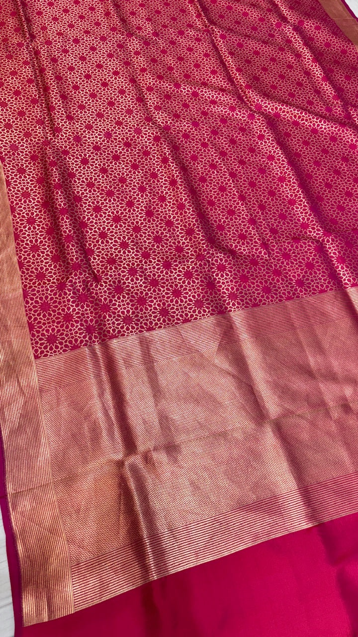 Deep Pink Banarasi Katan Brocade Silk Saree