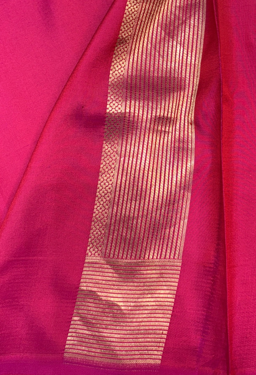 Deep Pink Banarasi Katan Brocade Silk Saree