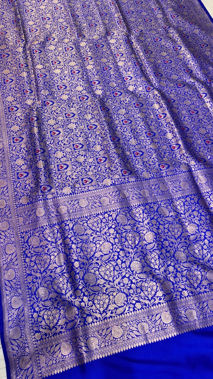 Blue Banarasi Katan Brocade Silk Saree