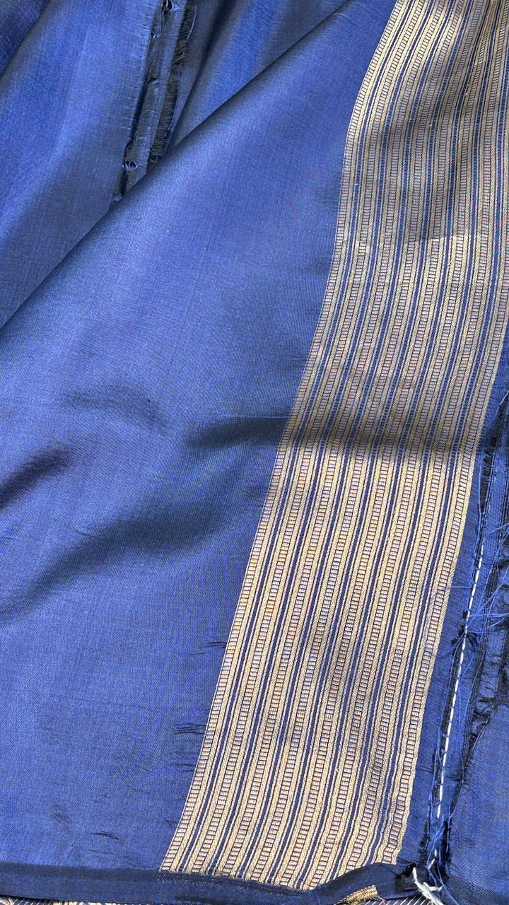 Blue Banarasi Katan Brocade Silk Saree