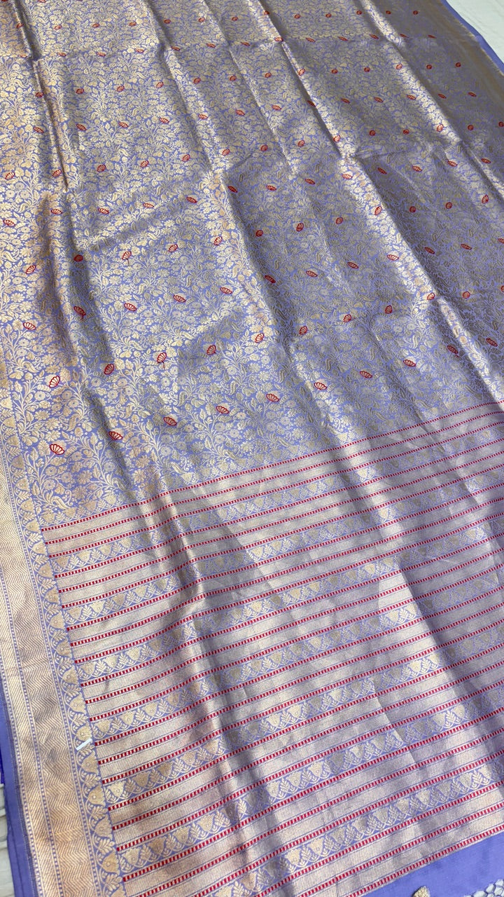 Lavender Banarasi Katan Brocade Silk Saree
