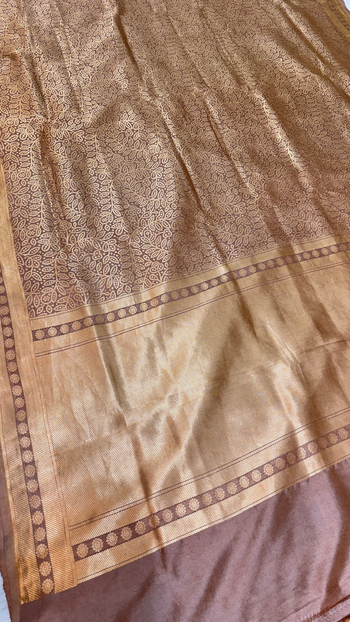 Bronze-Brown Banarasi Katan Brocade Silk Saree