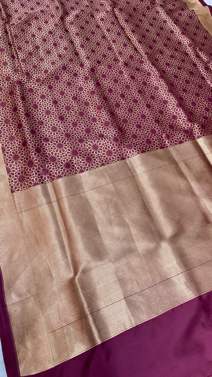Wine Color Banarasi Katan Brocade Silk Saree