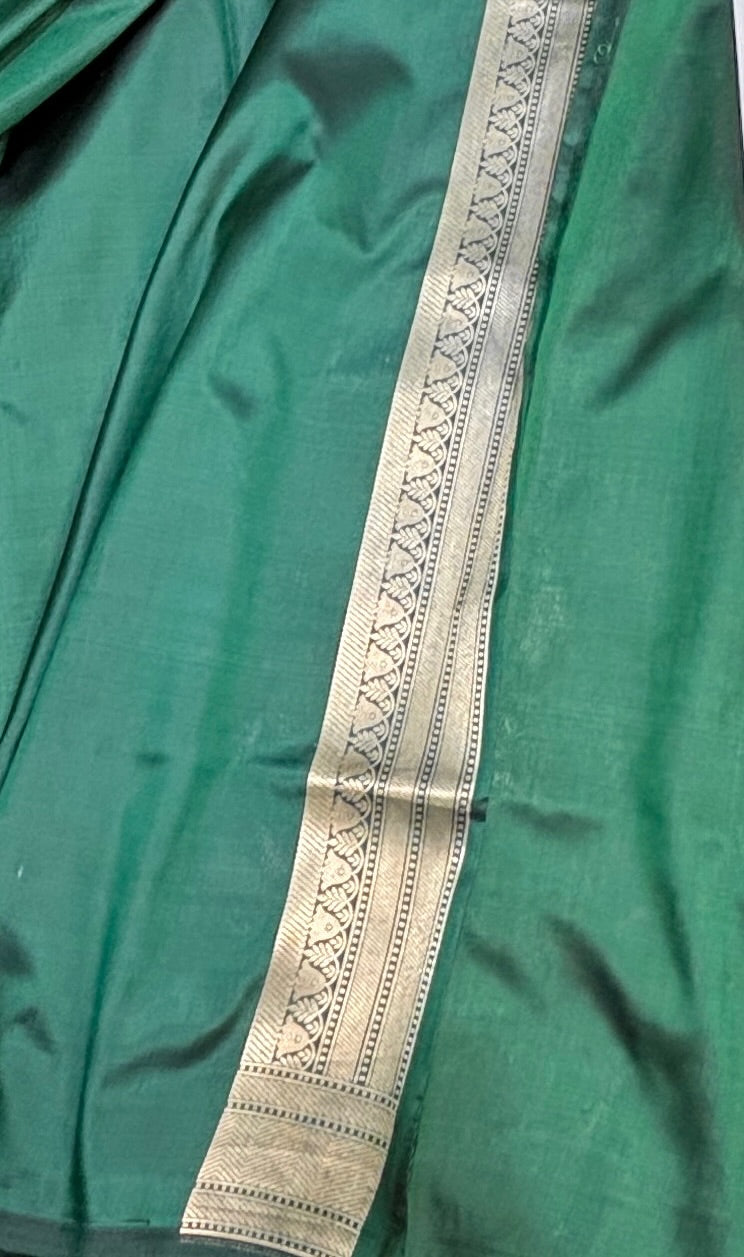Dark Green Banarasi Katan Brocade Silk Saree