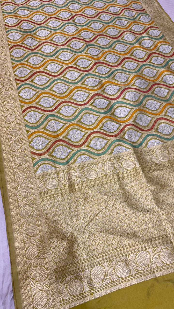 Musterd Yellow  Banarasi Katan Silk Handwoven