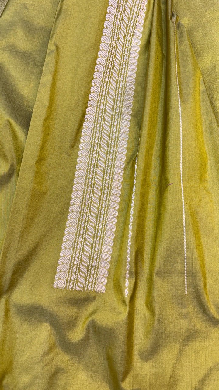 Musterd Yellow  Banarasi Katan Silk Handwoven