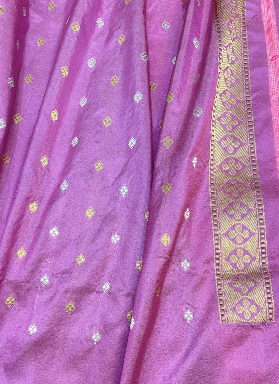 Hot Pink  Banarasi Katan Silk Handwoven Saree (Copy)