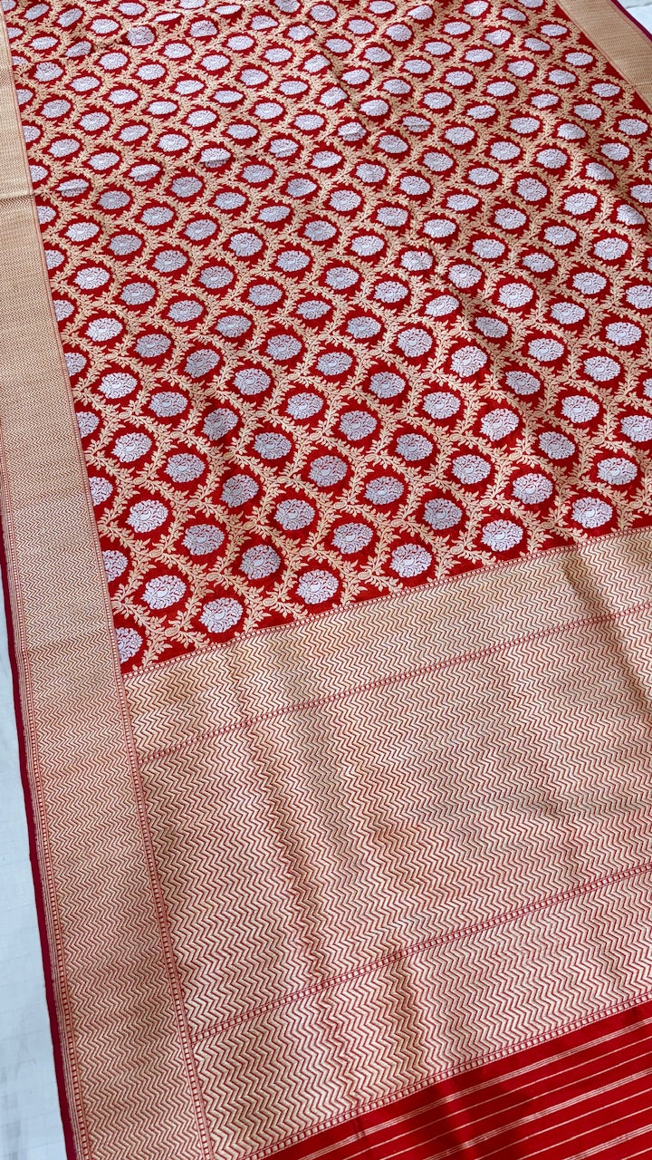 Red Banarasi Katan Silk Handwoven Saree
