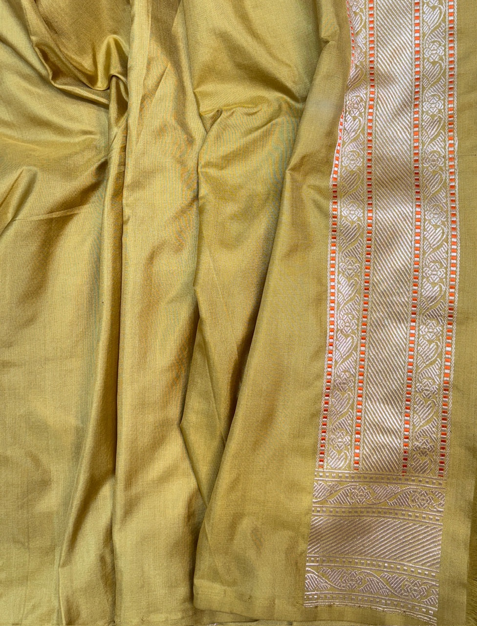 Musterd Yellow Pure Banarasi  Handwoven Saree with Real Zari