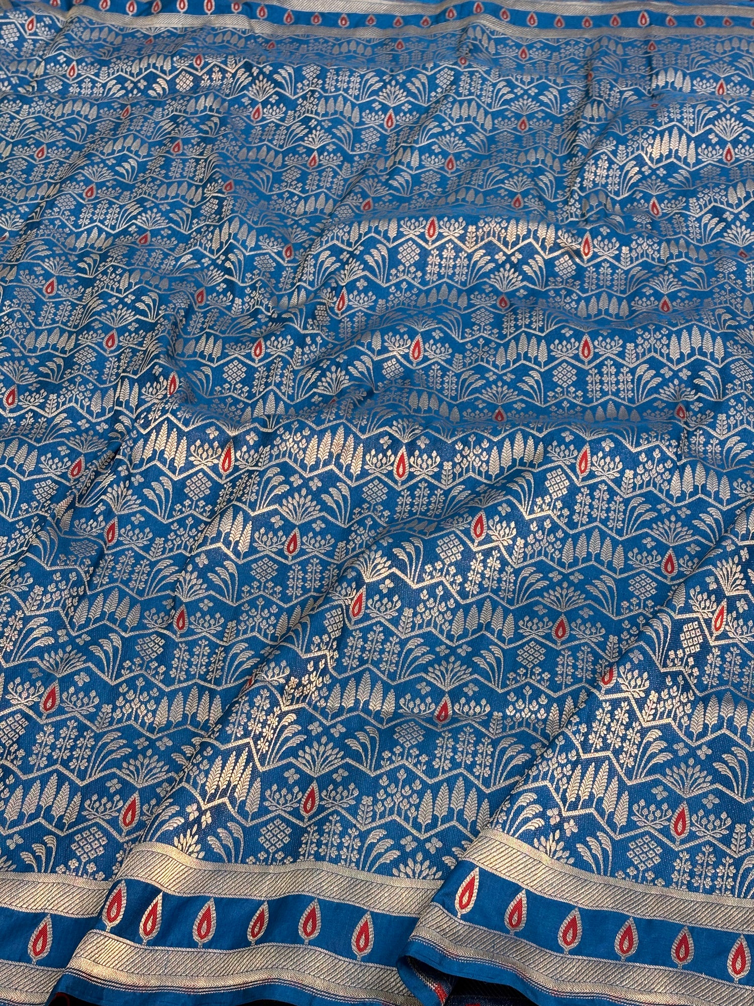 Royal Blue Meenakari Brocade Banarasi Saree with Boota Pallu