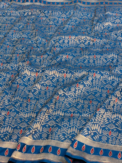 Royal Blue Meenakari Brocade Banarasi Saree with Boota Pallu