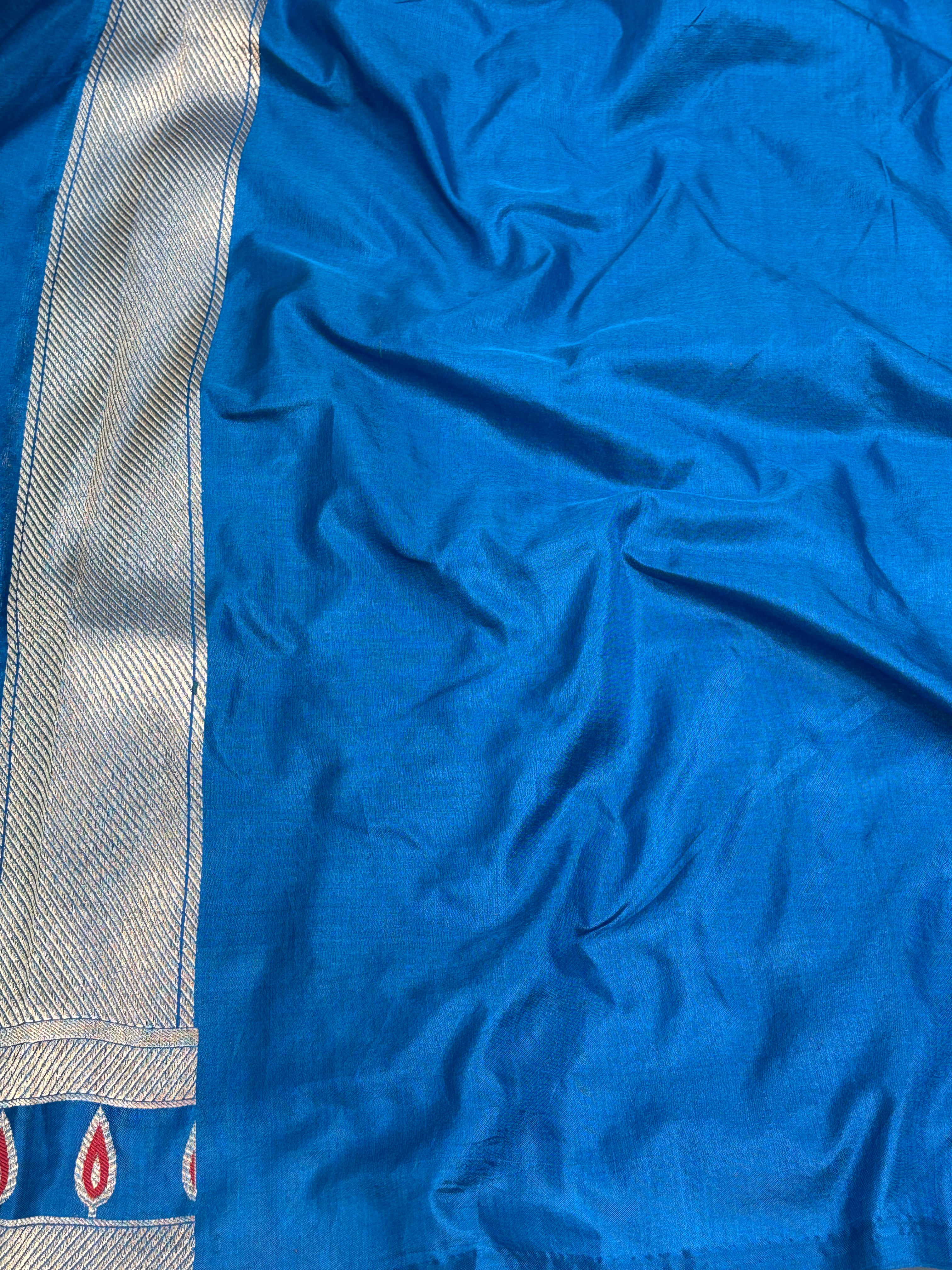 Royal Blue Meenakari Brocade Banarasi Saree with Boota Pallu