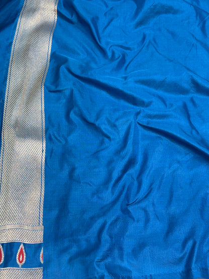 Royal Blue Meenakari Brocade Banarasi Saree with Boota Pallu