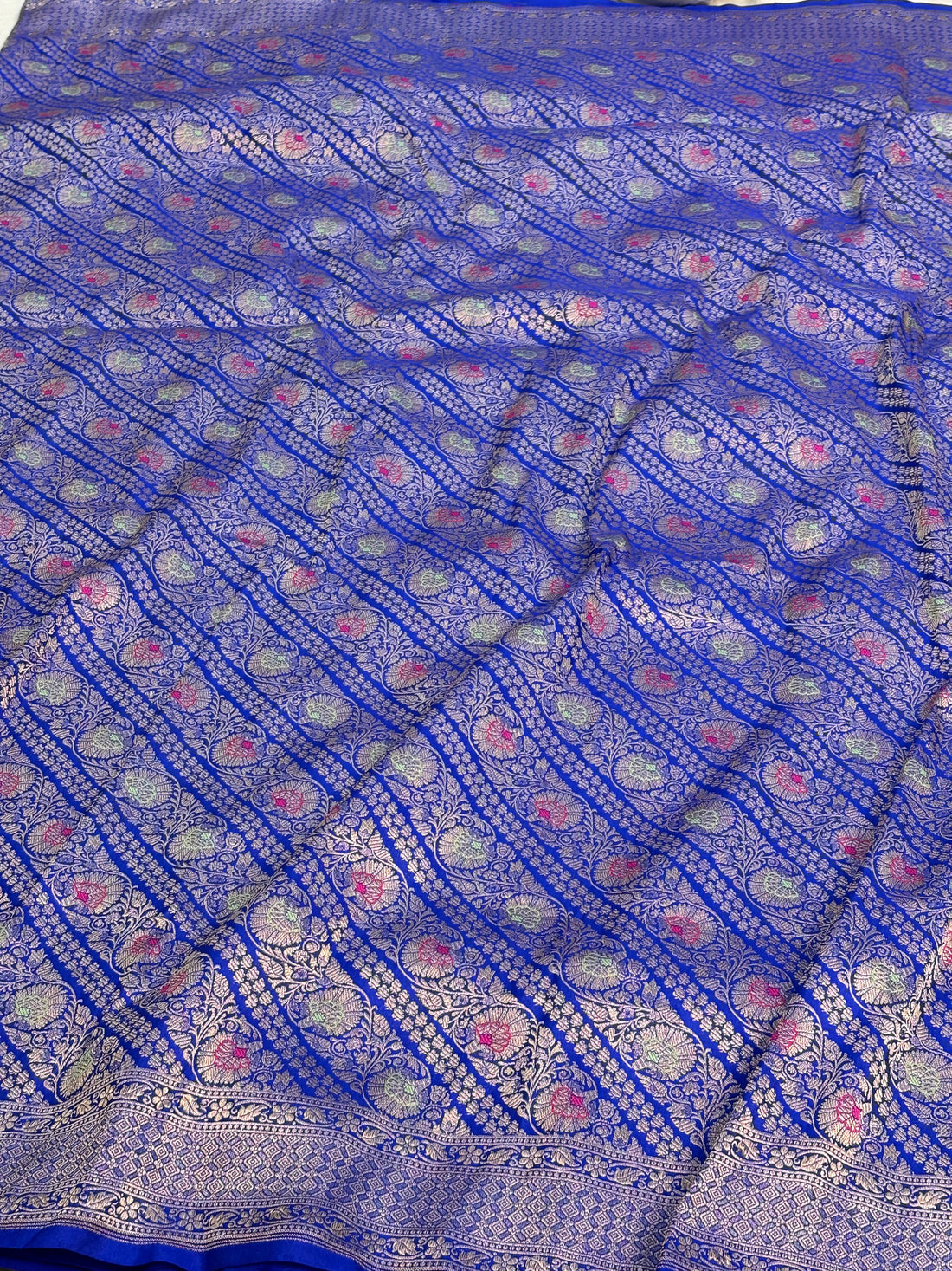 Royal Blue Pure Katan Silk Meenakari Brocade Banarasi Saree